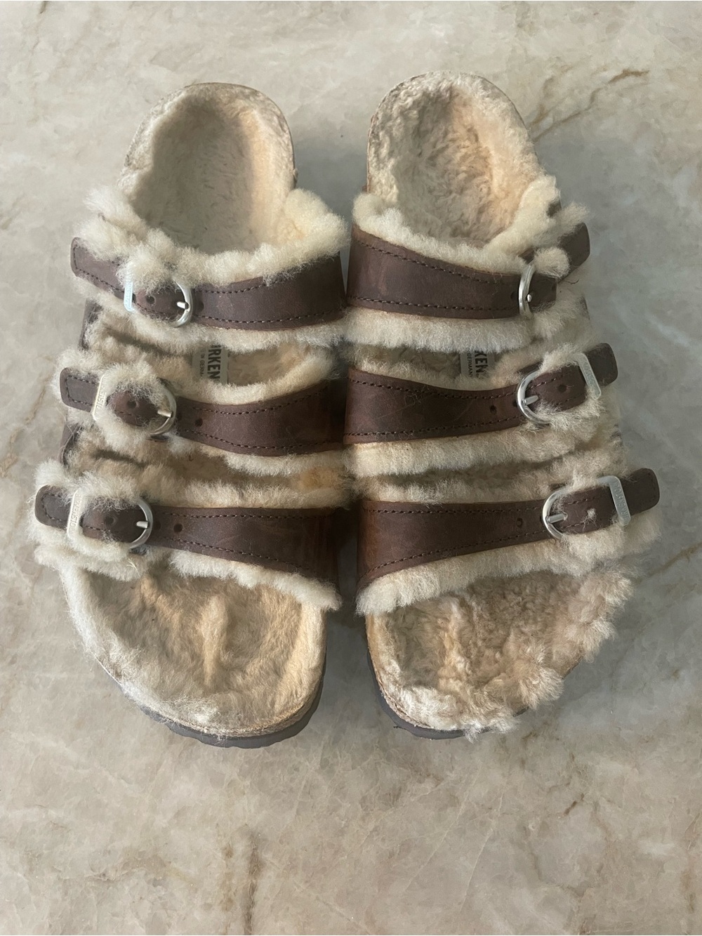 NWOT Birkenstock Florida Cream Faux Shearling Lined Slide